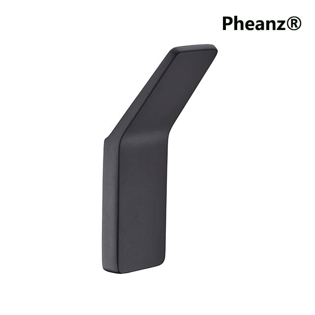 Pheanz® PH-A201 No-Drill Adhesive Stainless Steel Wall Hooks for Towels and Clothes- Black