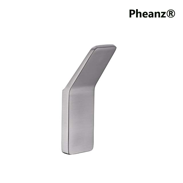 Pheanz® PH-A201 No-Drill Adhesive Stainless Steel Wall Hooks for Towels and Clothes-Gunmetal Gray
