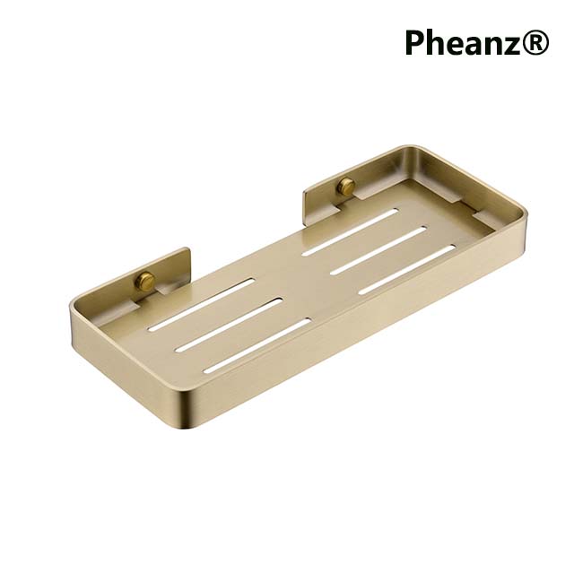 Pheanz® PH-H217 Multi-functional Wall-mounted Space Bathroom Shelves Rack Shower Shelf-Brushed Gold