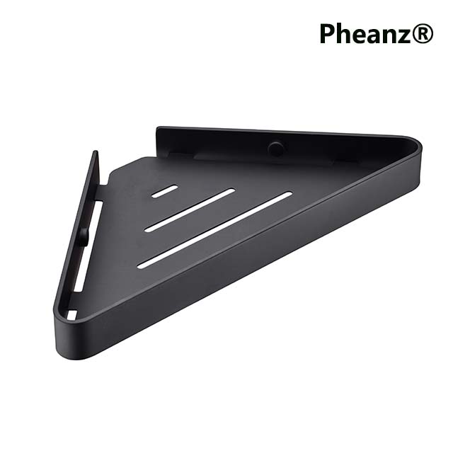 Pheanz® PH-H218 Easy Wall-Mount Installation Stainless Steel Bathroom Corner Shower Caddy-Matte Black