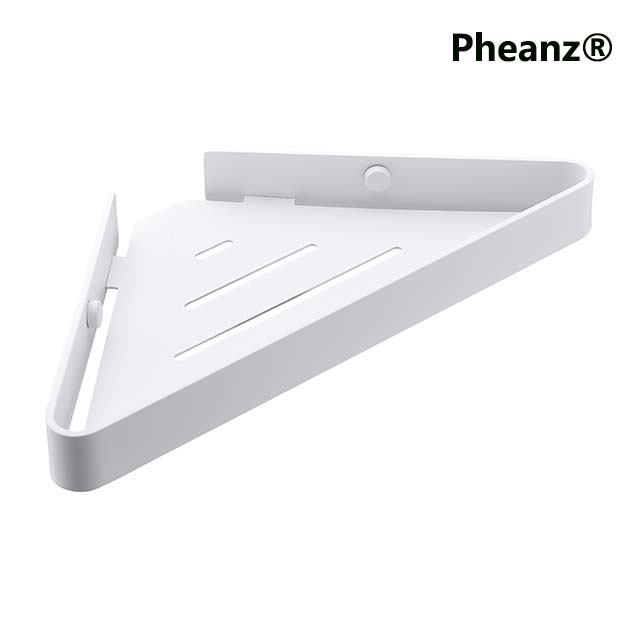 Pheanz® PH-H218 Easy Wall-Mount Installation Stainless Steel Bathroom Corner Shower Caddy-Matte White