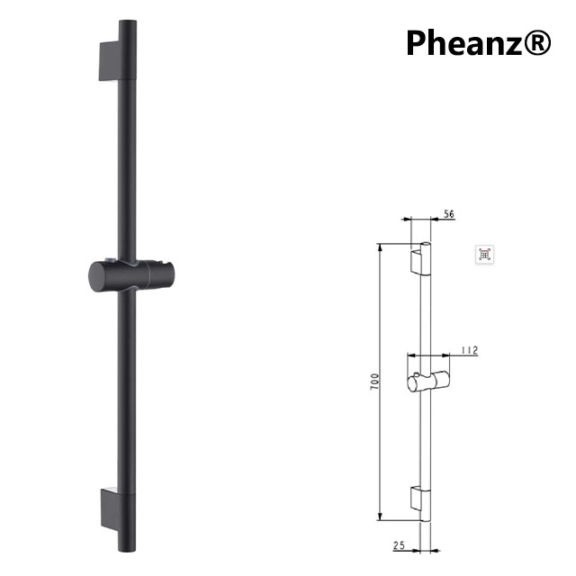 Pheanz® PH-PSSB-Y002 Up And Down Adjustable Cylindrical Shower Sliding Bar-Black 