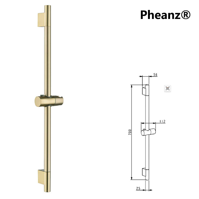 Pheanz® PH-PSSB-Y002 Up And Down Adjustable Cylindrical Shower Sliding Bar-Gold