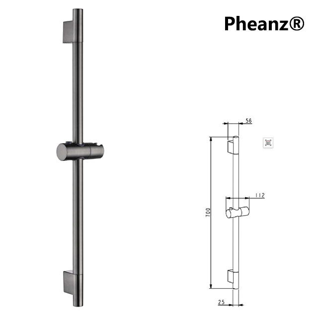 Pheanz® PH-PSSB-Y002 Up And Down Adjustable Cylindrical Shower Sliding Bar-Gunmetal Gray