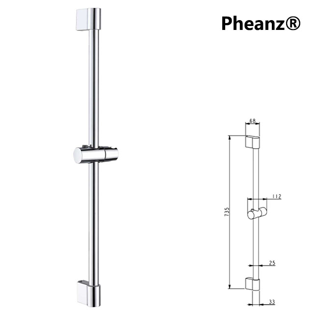 Pheanz® PH-PSSB-Y004 Adjustable Cylindrical Wall Mounted Shower Sliding Bar-Gunmetal Gray