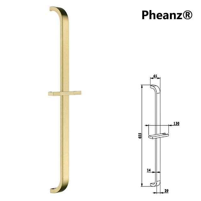 Pheanz® PH-PSSB-Y007 Adjustable Square Wall Mounted Shower Sliding Bar-Gold