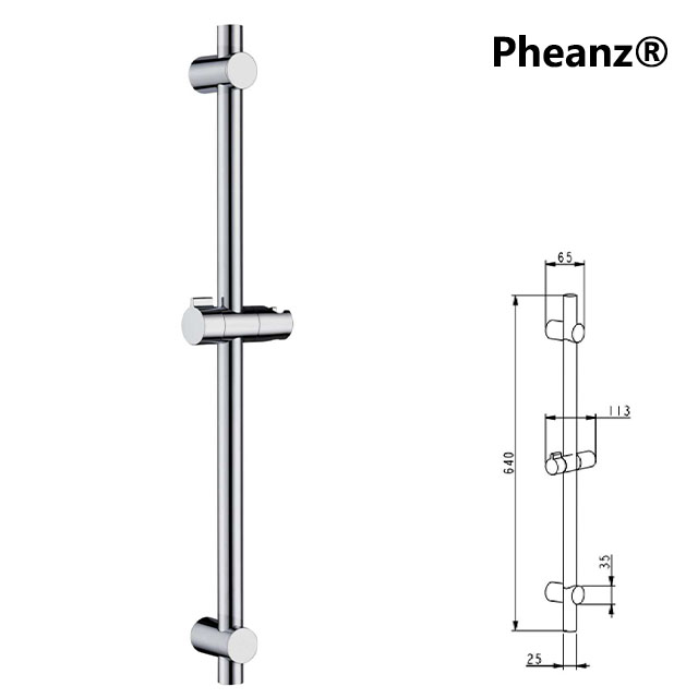 Pheanz® PH-PSSB-Y008 Adjustable Cylindrical Wall Mounted Shower Sliding Bar-Chrome