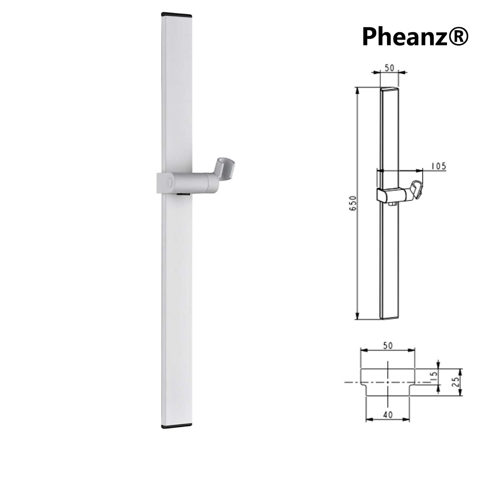 Pheanz® PH-PSSB-Y011 Adjustable Square Wall Mounted Shower Sliding Bar-White-01