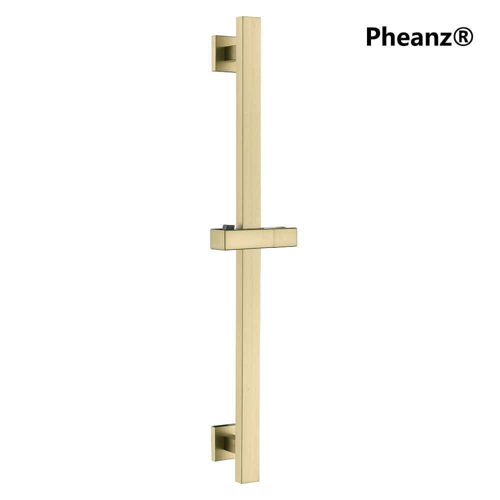 Pheanz® PH-PSSB-Y012 Adjustable Square Wall Mounted Shower Sliding Bar-Gold