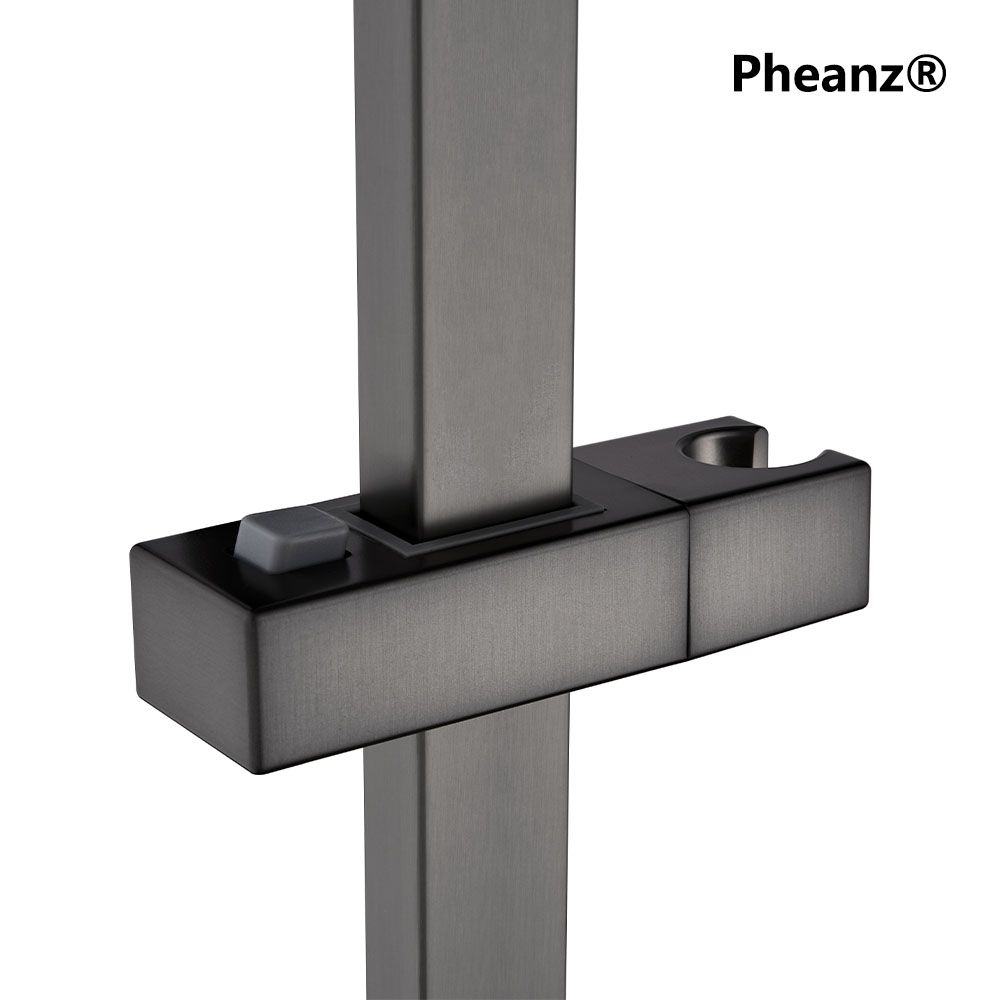 Pheanz® PH-PSSB-Y012 Adjustable Square Wall Mounted Shower Sliding Bar-Gunmetal Gray