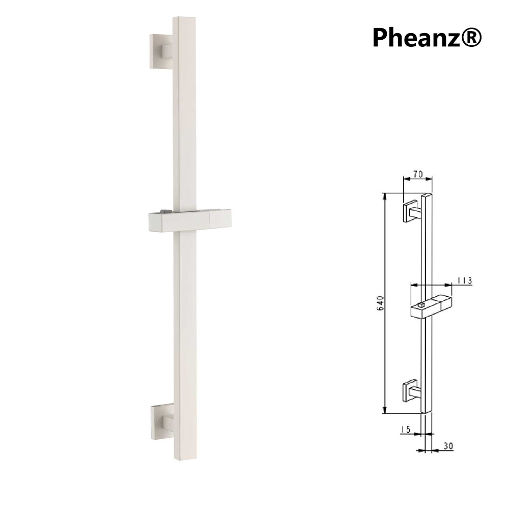 Pheanz® PH-PSSB-Y012 Adjustable Square Wall Mounted Shower Sliding Bar-Ivory