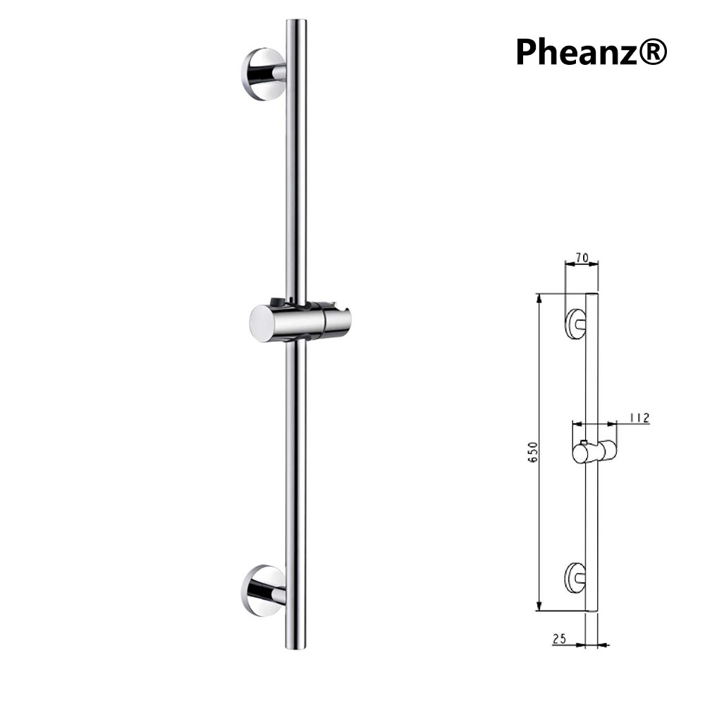 Pheanz® PH-PSSB-Y013 Adjustable Cylindrical Wall Mounted Shower Sliding Bar-Chrome