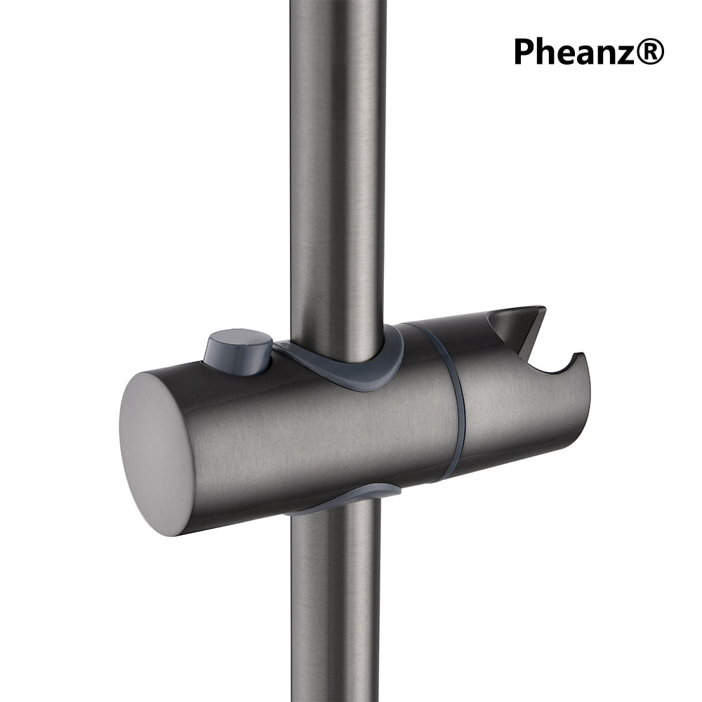 Pheanz® PH-PSSB-Y013 Adjustable Cylindrical Wall Mounted Shower Sliding Bar-Gunmetal Gray