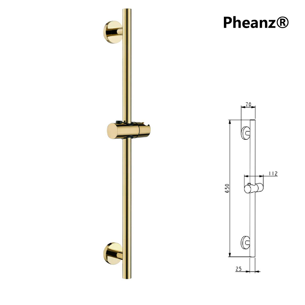 Pheanz® PH-PSSB-Y013 Adjustable Cylindrical Wall Mounted Shower Sliding Bar-Rose Gold