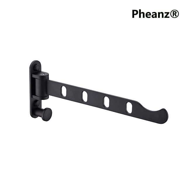 Pheanz® PH-WA03 Wall-Mounted Laundry Drying Rack and Clothes Hanger-Matte Black